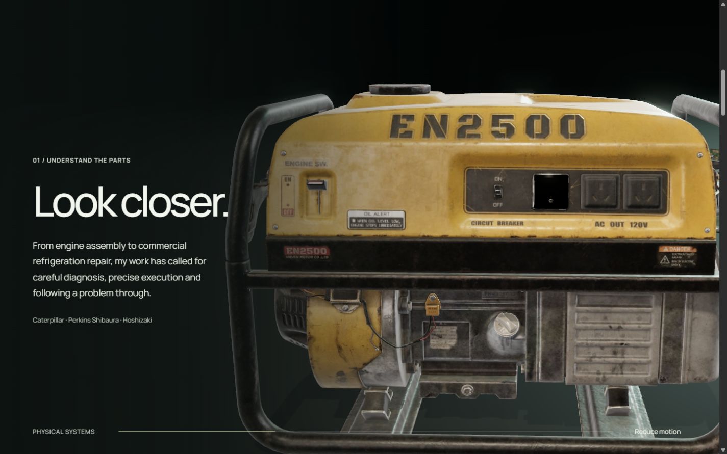 Camera moving around the generator