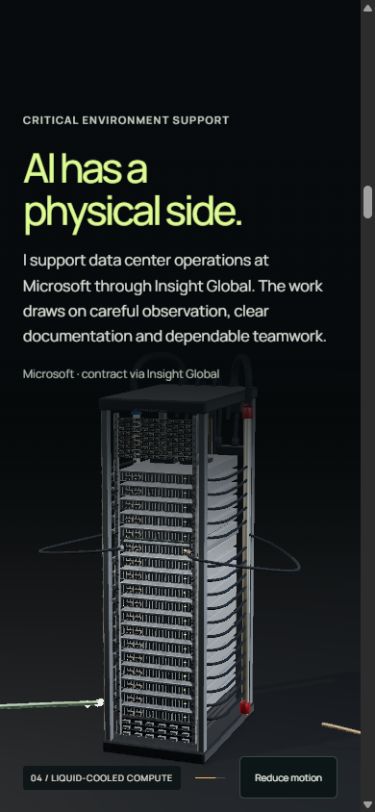 The compute rack and career copy at phone width
