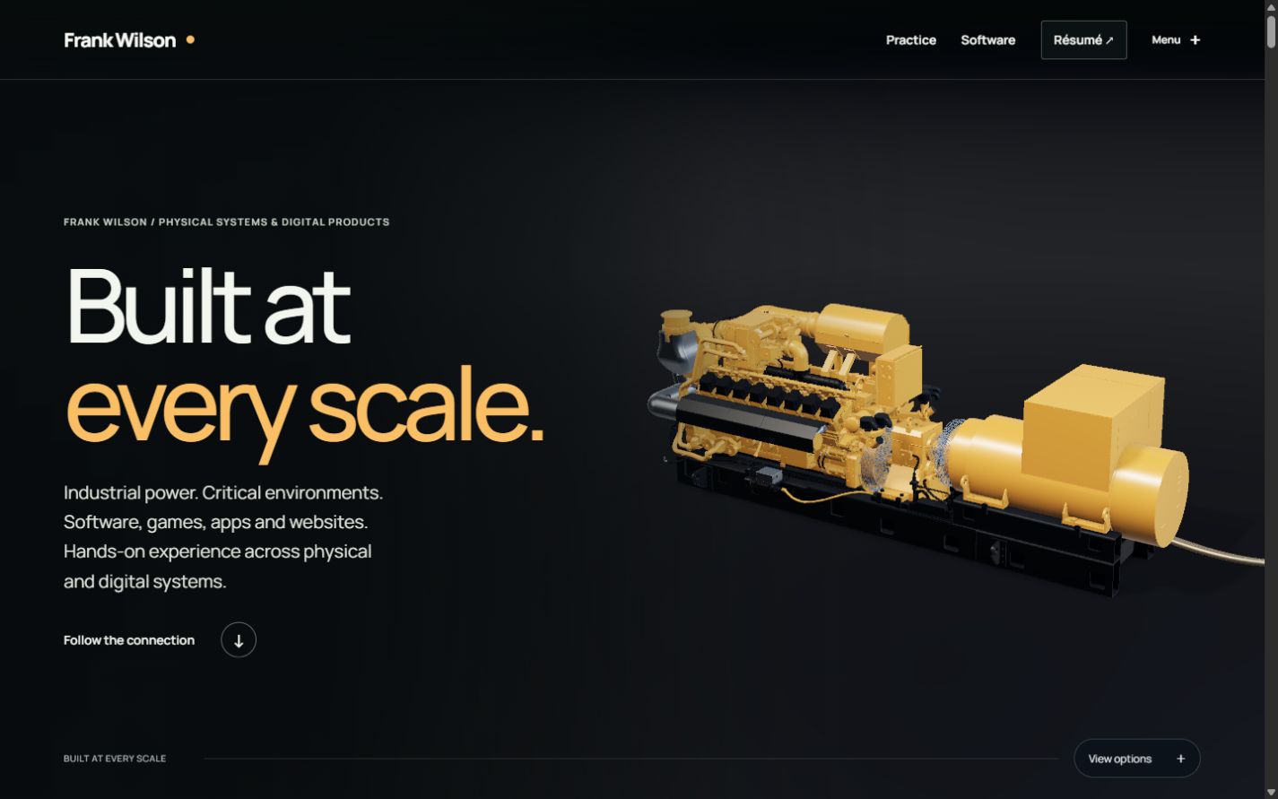 Current industrial generator lighting and typography